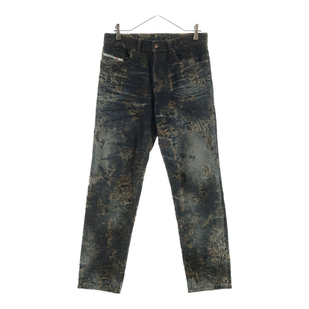 DIESEL(ディーゼル) D-FINITIVE-FSF2 ダメージ加工 コーティングデニムパンツ A16918 ブラック