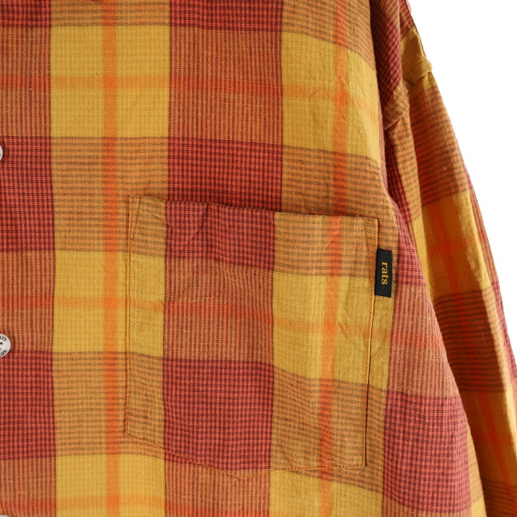 RATS(ラッツ) 26SS COTTON CHECK SHIRT コットンチェック長袖シャツ 26RS-0309 オレンジ