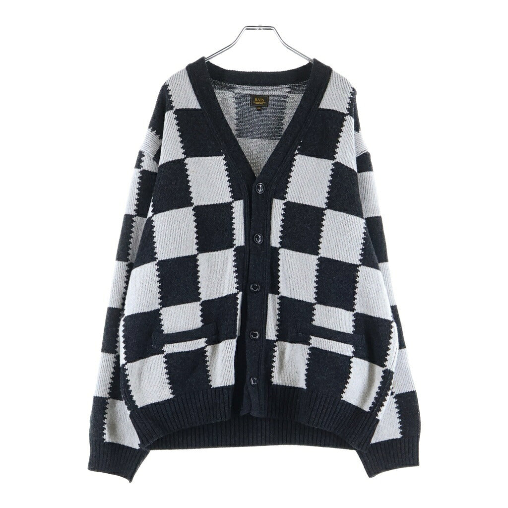 RATS(ラッツ) 25AW ARGYLE KNIT CARDIGAN アーガイル柄ニットカーディガン 25RN-1108 グレー/ホワイト
