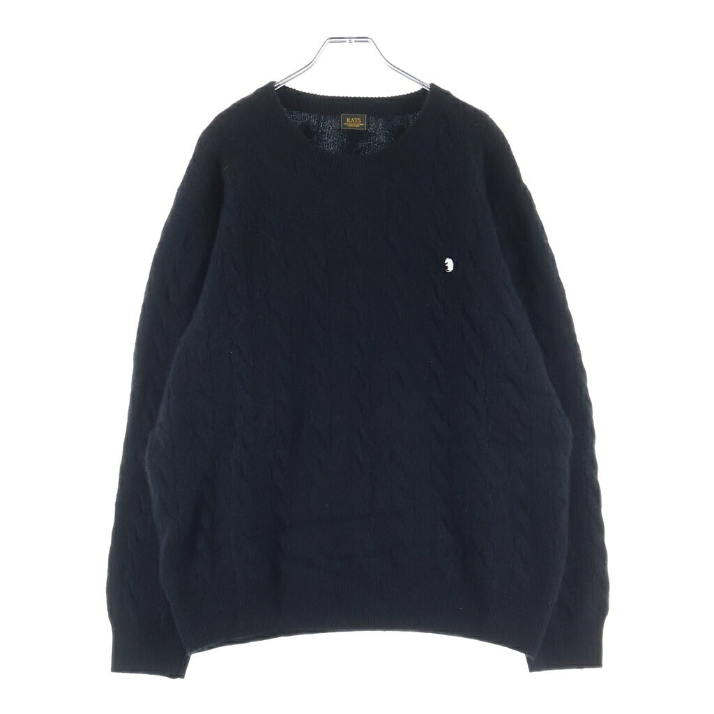 RATS(ラッツ) 24AW CASHMERE CABLE KNIT カシミヤケーブルクルーネックニット 24RN-1011 ブラック
