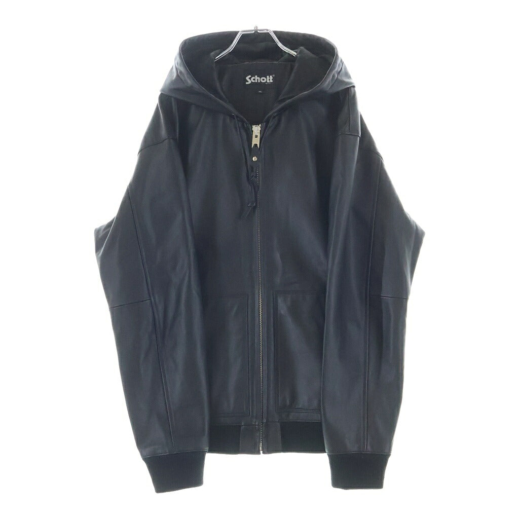 SCHOTT(ショット) 24AW LEATHER FULLZIP PARKA ラムレザーフルジップパーカー 782-3950080 ブラック