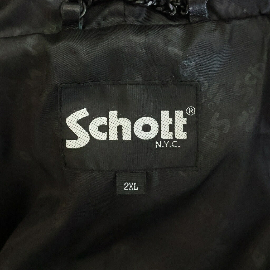 SCHOTT(ショット) 24AW LEATHER FULLZIP PARKA ラムレザーフルジップパーカー 782-3950080 ブラック