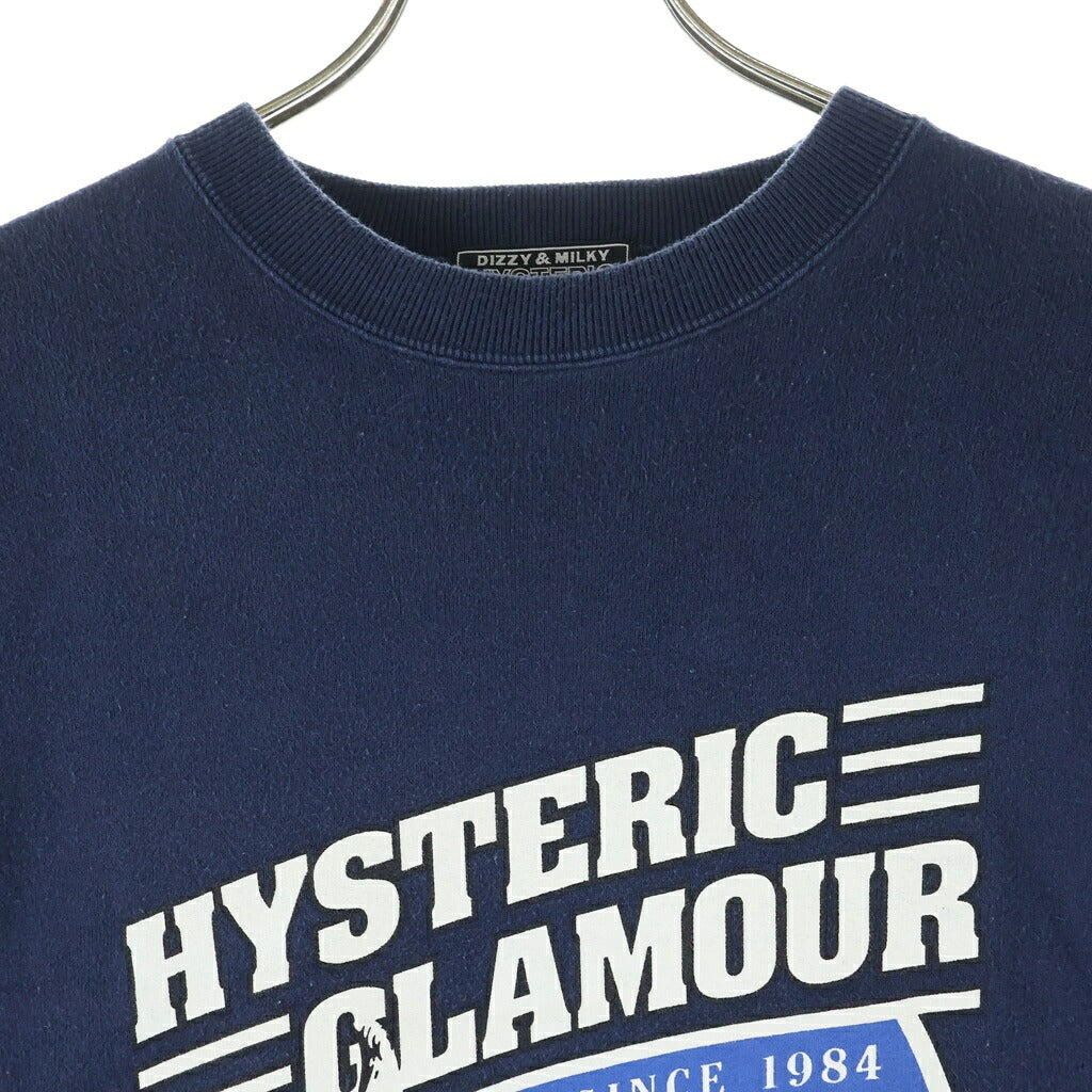 HYSTERIC GLAMOUR(ヒステリックグラマー) 23AW GIRLS CLUB ロゴプリント クルーネックスウェットトレーナー ネイビー 02233CS11