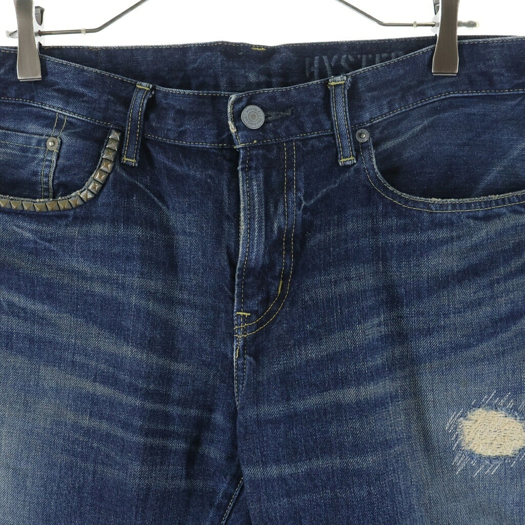 HYSTERIC GLAMOUR(ヒステリックグラマー) 23SS RW CLASH加工 スリムストレートデニムパンツ インディゴ 02251AP51