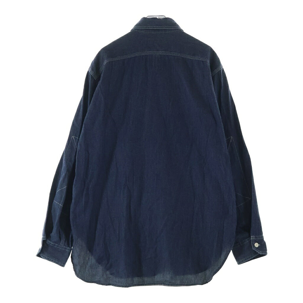 Engineered Garments(エンジニアド ガーメンツ) ガチャポケ 山ポケ デニムシャツ 皿ボタン エルボーステッチ マチ付 長袖シャツ ネイビー