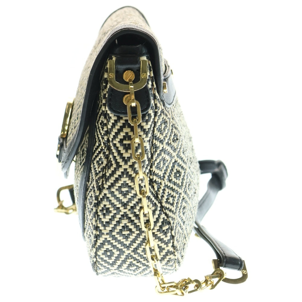 TORY BURCH(トリー バーチ) チェーンストラップ ロゴプレート ショルダーバッグ ブラック/ホワイト レディース