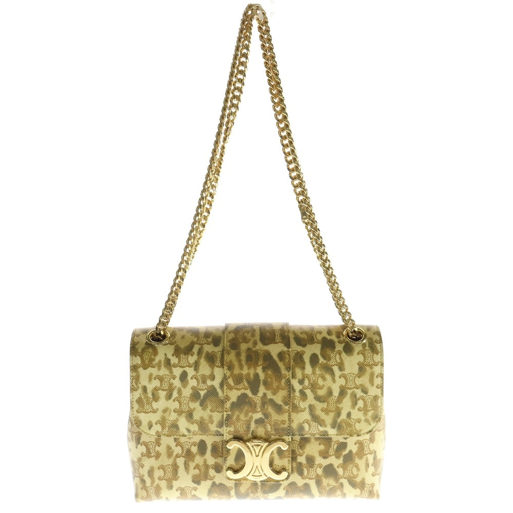 CELINE(セリーヌ) ヴィクトワール トリオンフ レオパード柄 チェーンショルダーバッグ イエロー/ブラウン