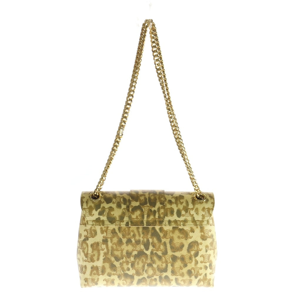 CELINE(セリーヌ) ヴィクトワール トリオンフ レオパード柄 チェーンショルダーバッグ イエロー/ブラウン