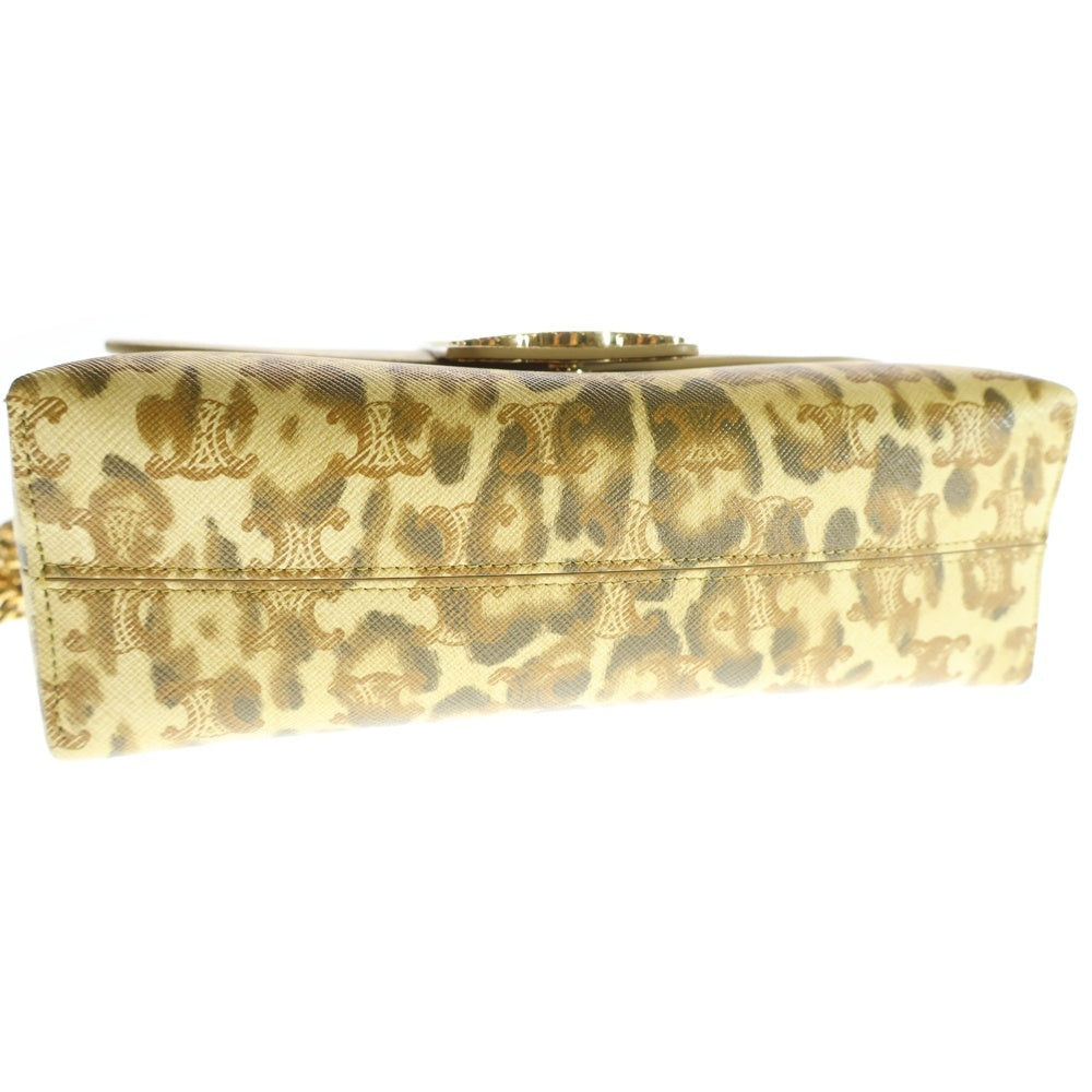 CELINE(セリーヌ) ヴィクトワール トリオンフ レオパード柄 チェーンショルダーバッグ イエロー/ブラウン