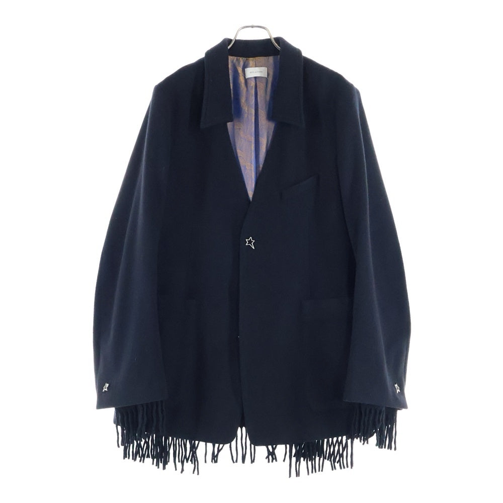 BED J.W. FORD(ベッドフォード) 23AW Lapel-less Jacket フリンジ ウール テーラードジャケット ブラック 23AW-B-JK01