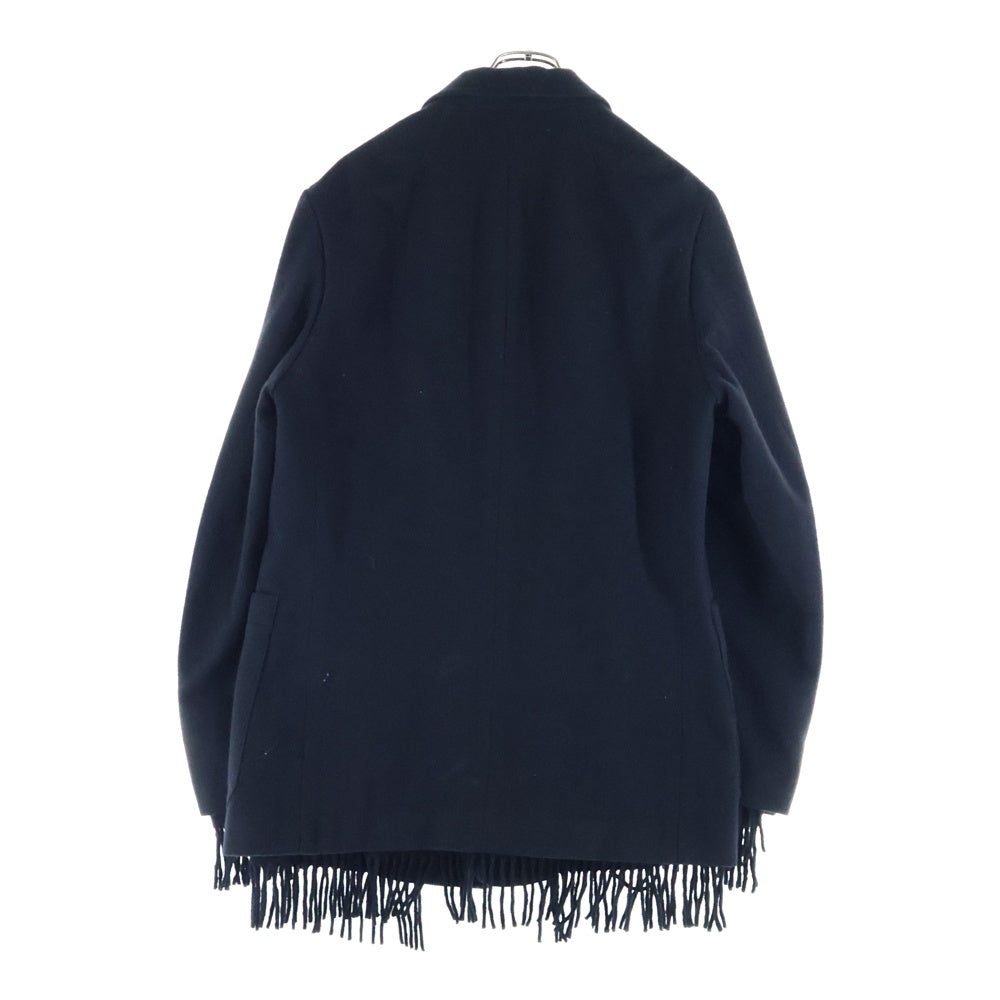 BED J.W. FORD(ベッドフォード) 23AW Lapel-less Jacket フリンジ ウール テーラードジャケット ブラック 23AW-B-JK01