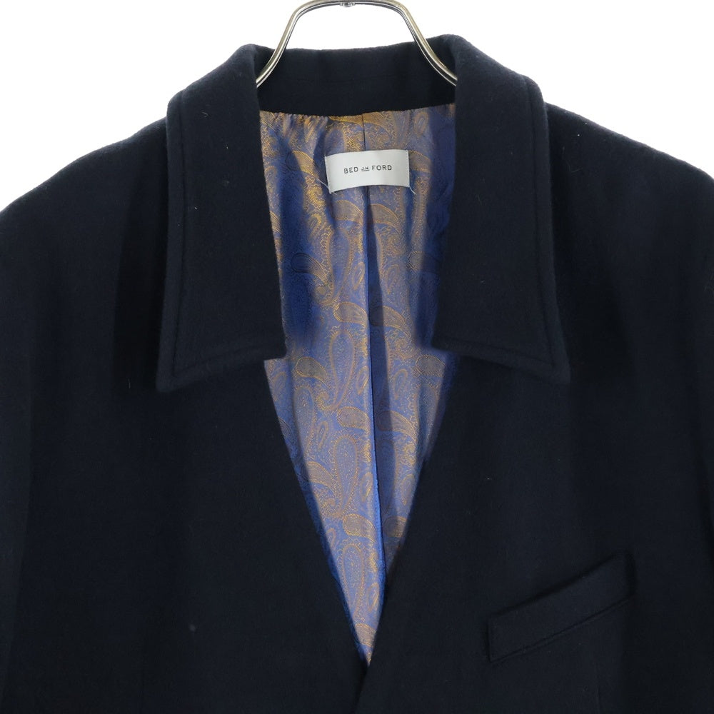 BED J.W. FORD(ベッドフォード) 23AW Lapel-less Jacket フリンジ ウール テーラードジャケット ブラック 23AW-B-JK01