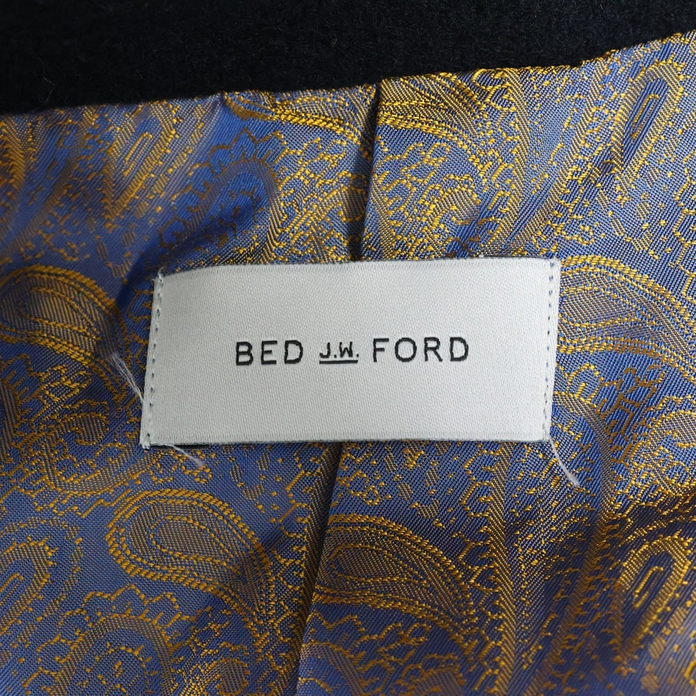 BED J.W. FORD(ベッドフォード) 23AW Lapel-less Jacket フリンジ ウール テーラードジャケット ブラック 23AW-B-JK01