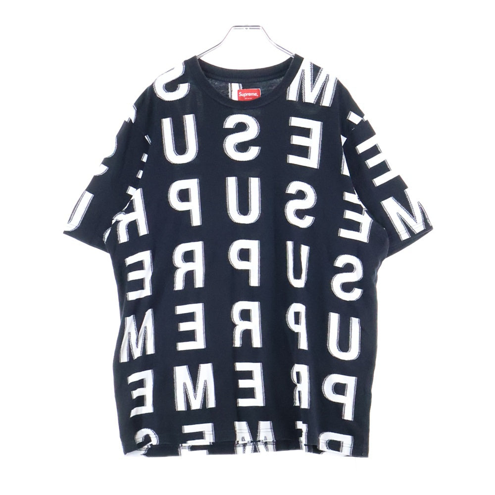 SUPREME(シュプリーム) 21SS Intarsia S/S Top スペルアウト クルーネック コットン 半袖Tシャツ カットソー ブラック