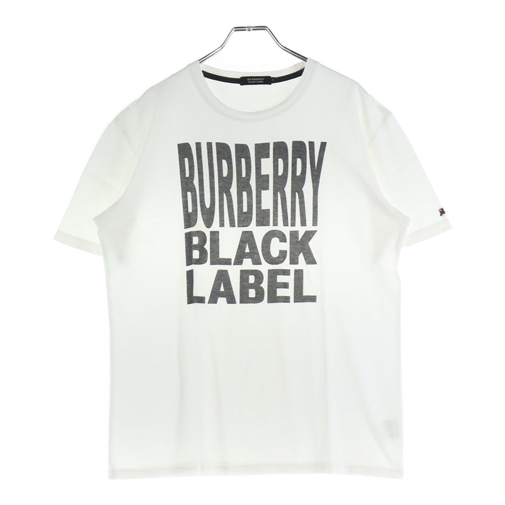 BURBERRY BLACK LABEL(バーバリー ブラックレーベル) ロゴプリント クルーネック コットン 半袖Tシャツ カットソー ホワイト