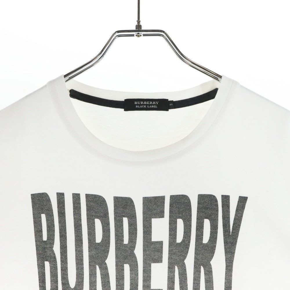 BURBERRY BLACK LABEL(バーバリー ブラックレーベル) ロゴプリント クルーネック コットン 半袖Tシャツ カットソー ホワイト