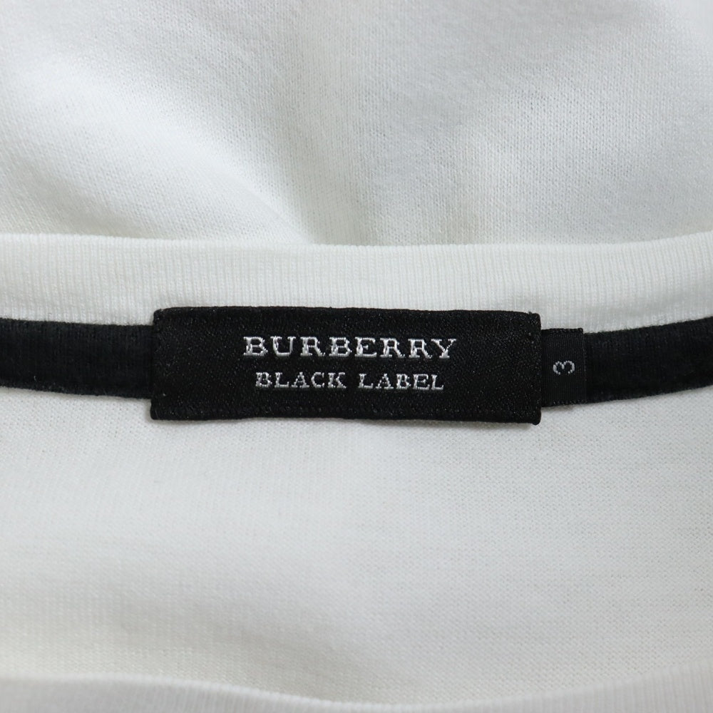 BURBERRY BLACK LABEL(バーバリー ブラックレーベル) ロゴプリント クルーネック コットン 半袖Tシャツ カットソー ホワイト