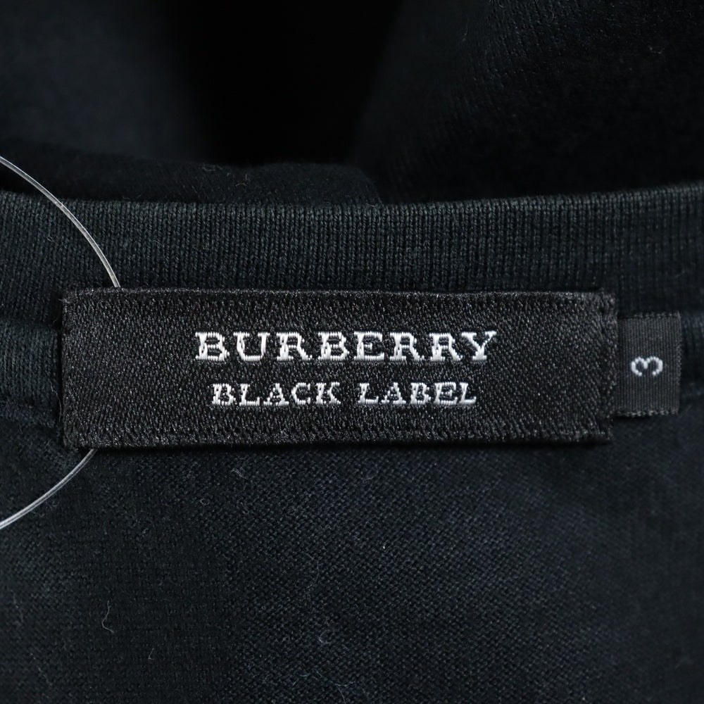 BURBERRY BLACK LABEL(バーバリー ブラックレーベル) ロゴ刺繍 Vネック 半袖Tシャツ カットソー ブラック