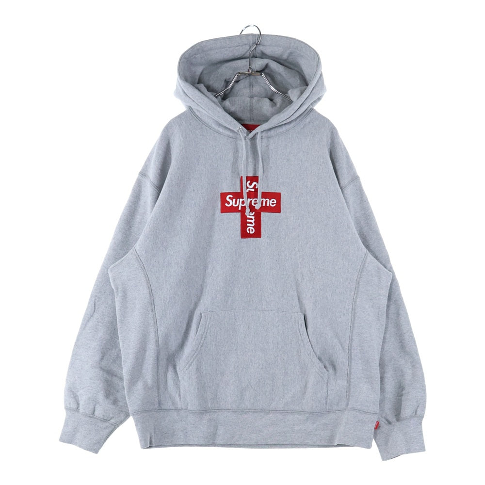 SUPREME(シュプリーム) 20AW Cross Box Logo Hooded Sweatshirt クロス ボックス ロゴ フーデッド スウェットシャツ プルオーバーパーカー グレー/レッド