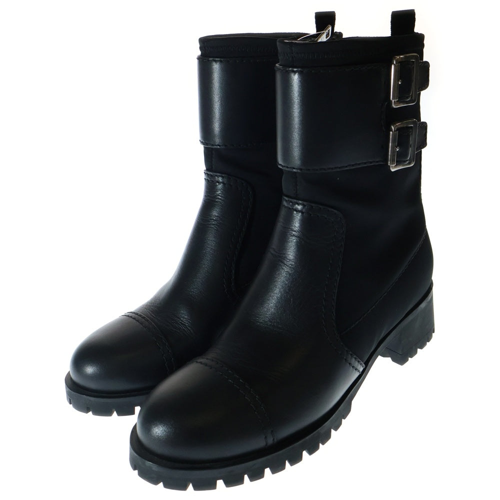 PRADA(プラダ) 厚底 ナイロン ハイカットレザーブーツ ブラック 3T6109