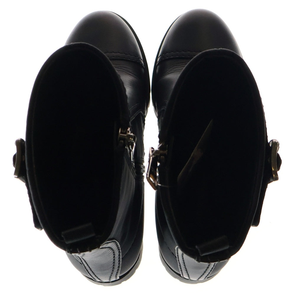 PRADA(プラダ) 厚底 ナイロン ハイカットレザーブーツ ブラック 3T6109