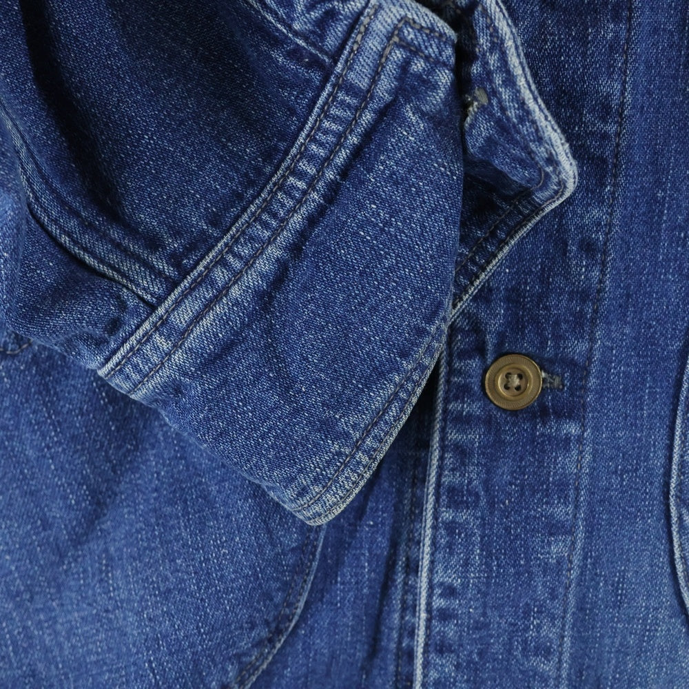 orslow(オアスロー) ノーカラー フロントボタン デニム ロングジャケット インディゴブルー