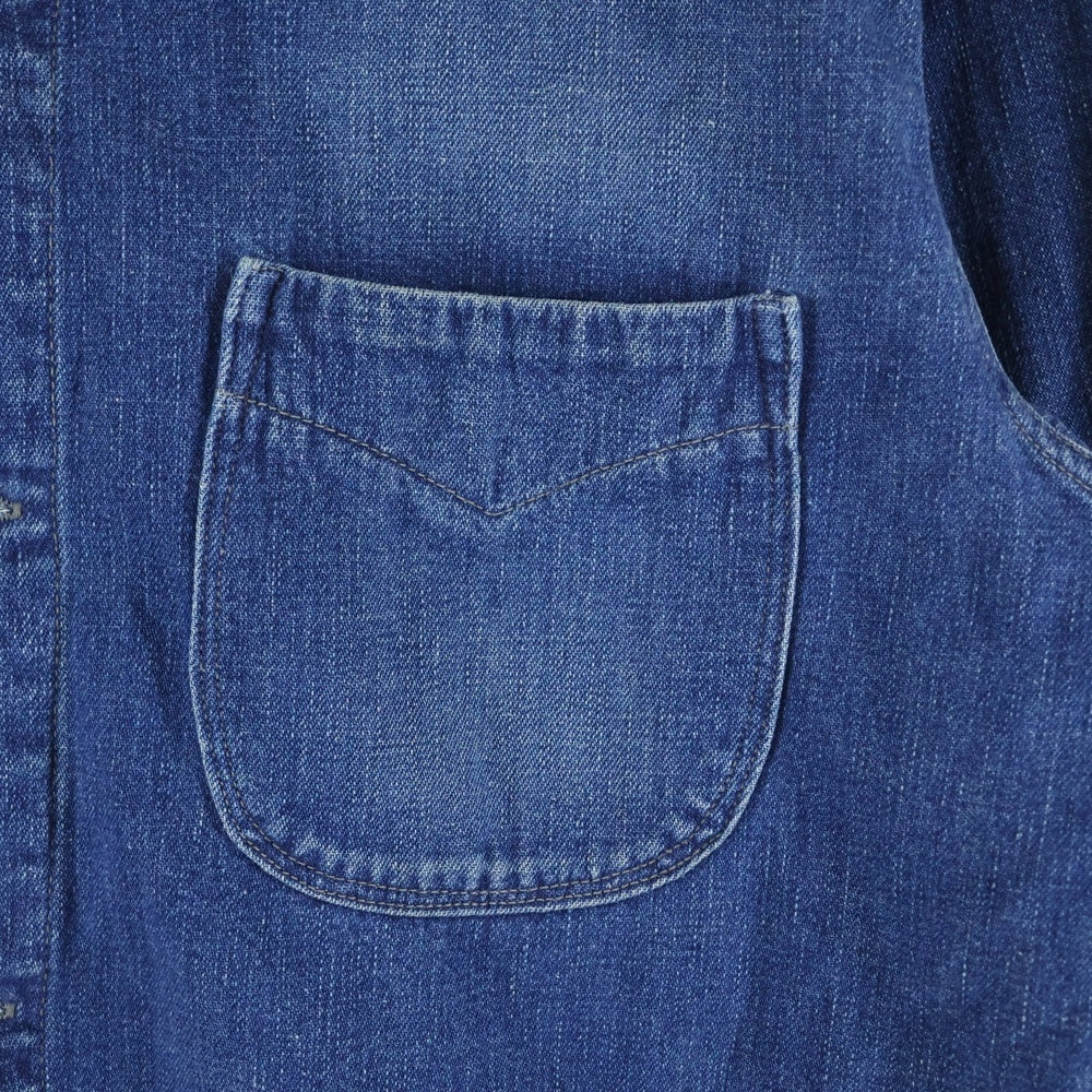 orslow(オアスロー) ノーカラー フロントボタン デニム ロングジャケット インディゴブルー