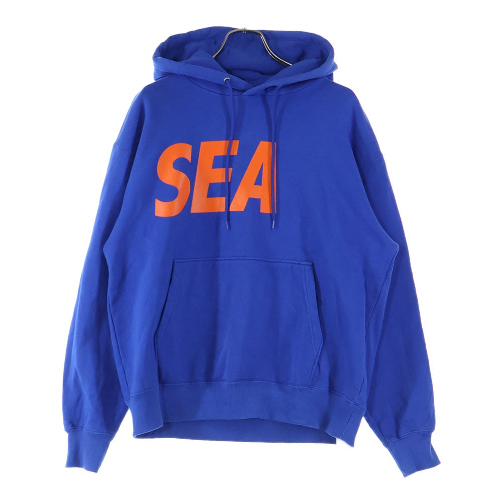 WIND AND SEA(ウィンダンシー) 21AW ロゴプリント フーディ プルオーバーパーカー ブルー WDS-SEA-21A-01