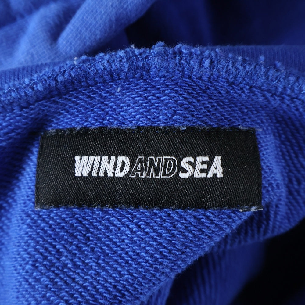 WIND AND SEA(ウィンダンシー) 21AW ロゴプリント フーディ プルオーバーパーカー ブルー WDS-SEA-21A-01