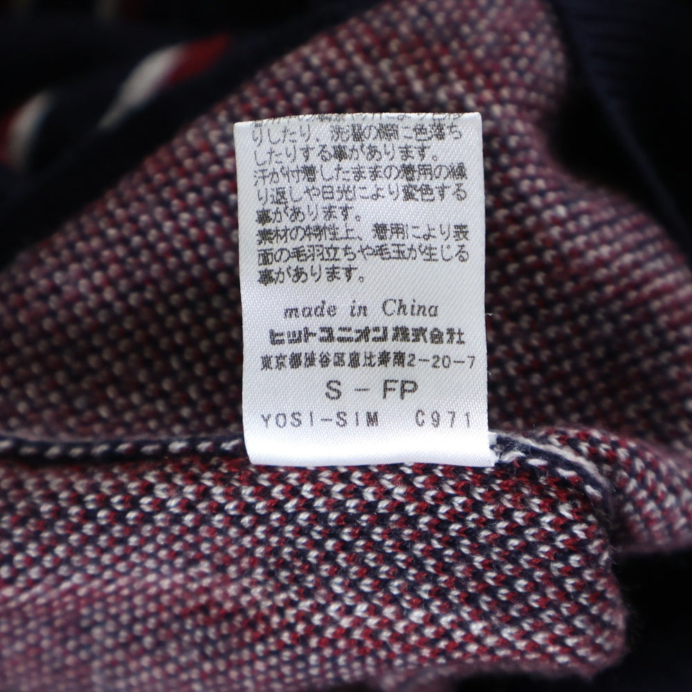 FRED PERRY(フレッドペリー) V Neck Jacquard Cardigan ストライプ柄 アクリルニットカーディガン レッド/ネイビー F3156
