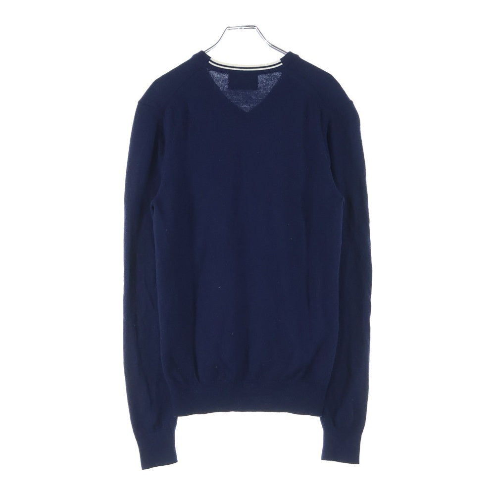 FRED PERRY(フレッドペリー) ロゴ刺繍 クラシック Vネック ウール長袖セーター ネイビー K4500