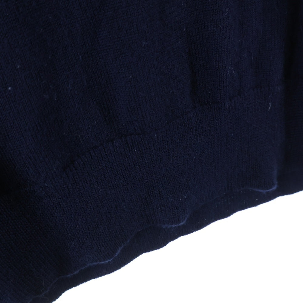 FRED PERRY(フレッドペリー) ロゴ刺繍 クラシック Vネック ウール長袖セーター ネイビー K4500