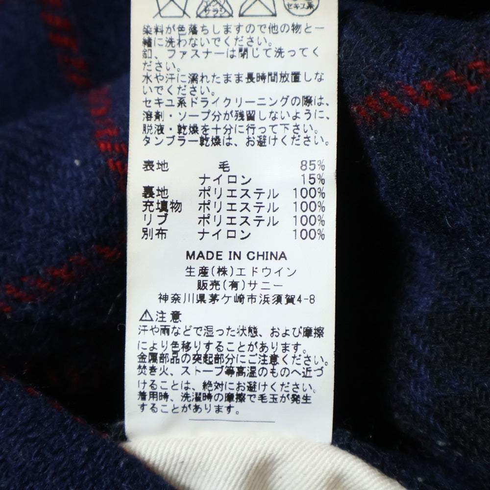 ALPHA INDUSTRIES(アルファ インダストリーズ) B-15C ウールリッチ チェック柄 ジップアップ MA-1ジャケット ネイビー 3A382