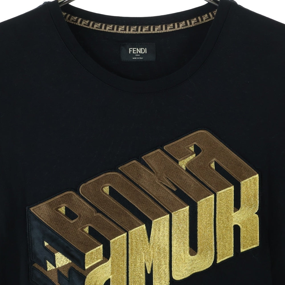 FENDI(フェンディ) フロント刺繍プリント 半袖Tシャツ カットソー FY0894 A906 ブラック