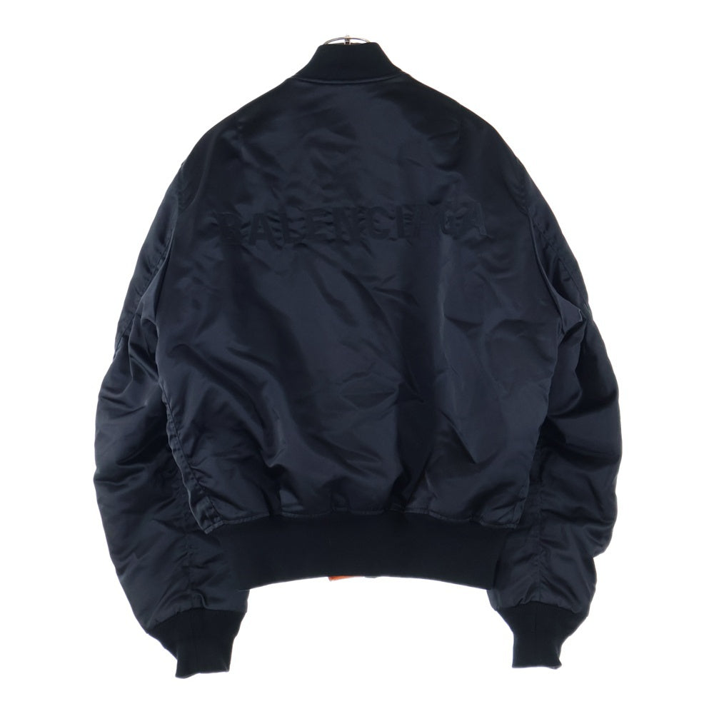 BALENCIAGA(バレンシアガ) 18AW Back Logo Zip Up Bomber Jacket バックロゴジップアップボンバージャケット ロゴ刺繍中綿ブルゾン 533908 TYD31 ブラック