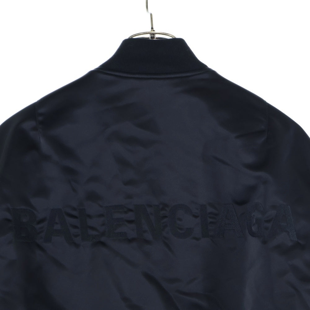 BALENCIAGA(バレンシアガ) 18AW Back Logo Zip Up Bomber Jacket バックロゴジップアップボンバージャケット ロゴ刺繍中綿ブルゾン 533908 TYD31 ブラック