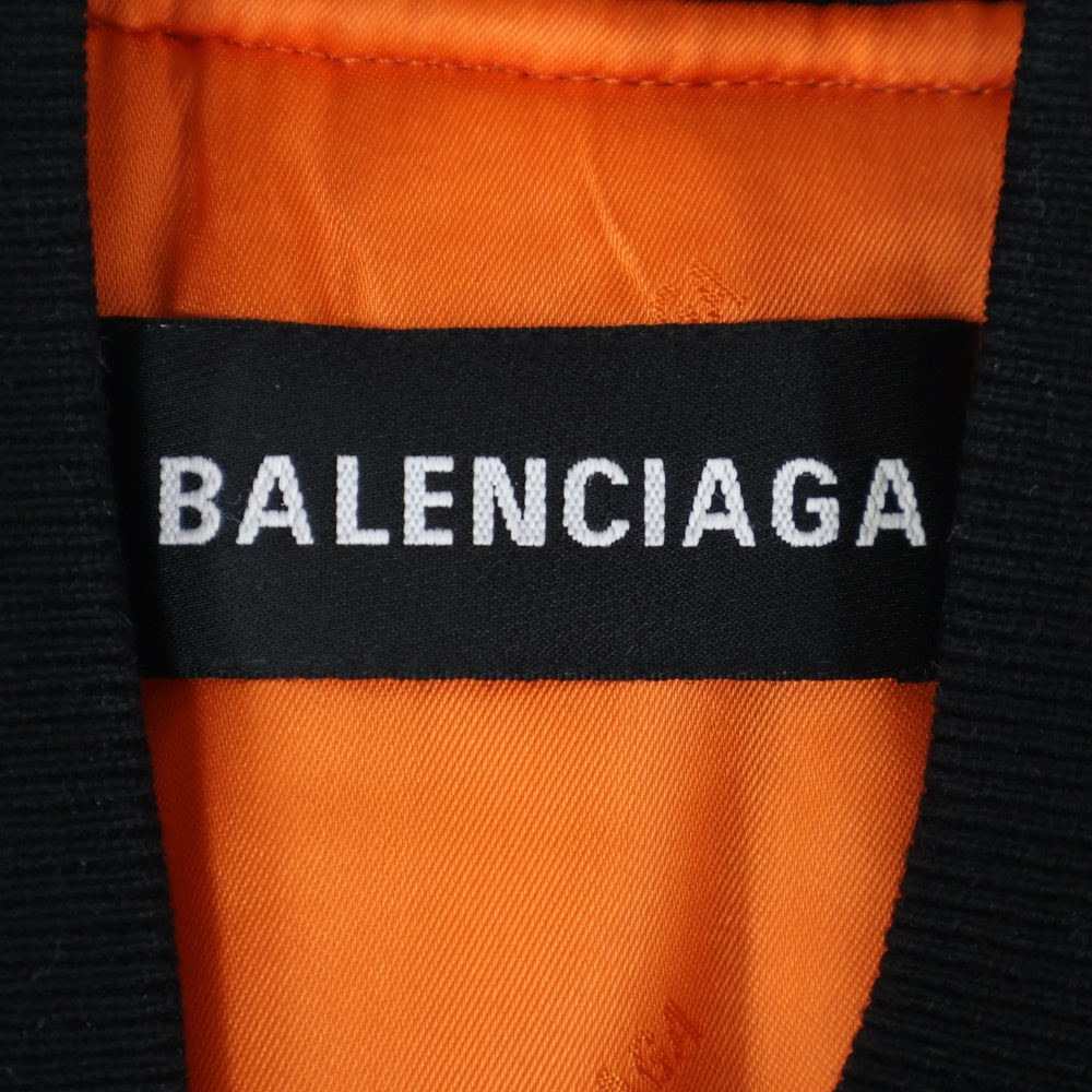 BALENCIAGA(バレンシアガ) 18AW Back Logo Zip Up Bomber Jacket バックロゴジップアップボンバージャケット ロゴ刺繍中綿ブルゾン 533908 TYD31 ブラック