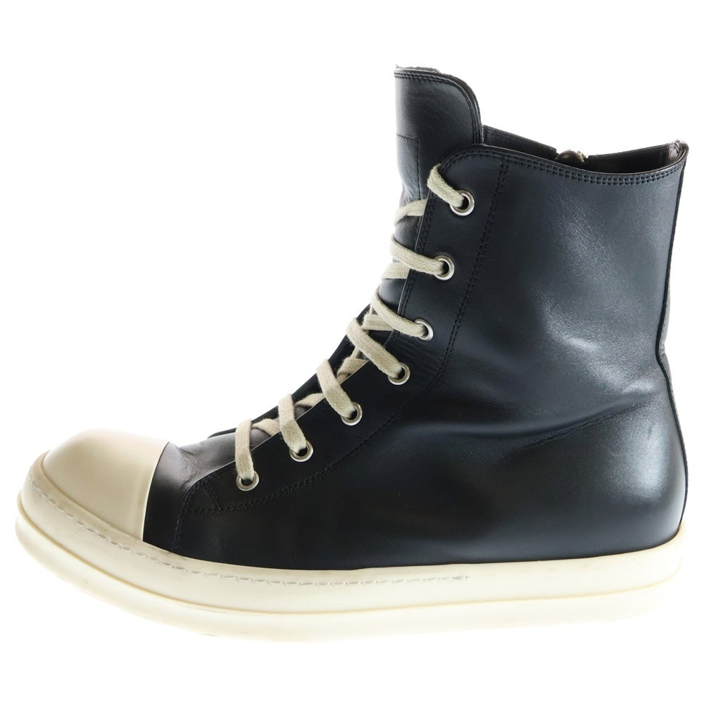 Rick Owens(リックオウエンス) RAMONES ラモーンズ サイドジップ ハイカットスニーカー ブラック/ホワイト RU01C4890LPO
