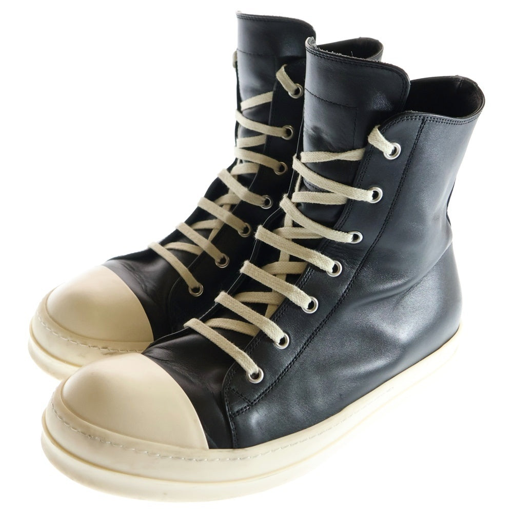 Rick Owens(リックオウエンス) RAMONES ラモーンズ サイドジップ ハイカットスニーカー ブラック/ホワイト RU01C4890LPO