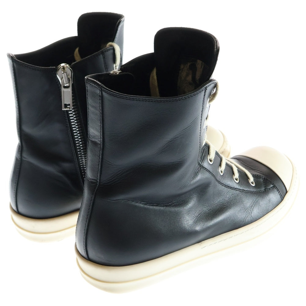 Rick Owens(リックオウエンス) RAMONES ラモーンズ サイドジップ ハイカットスニーカー ブラック/ホワイト RU01C4890LPO