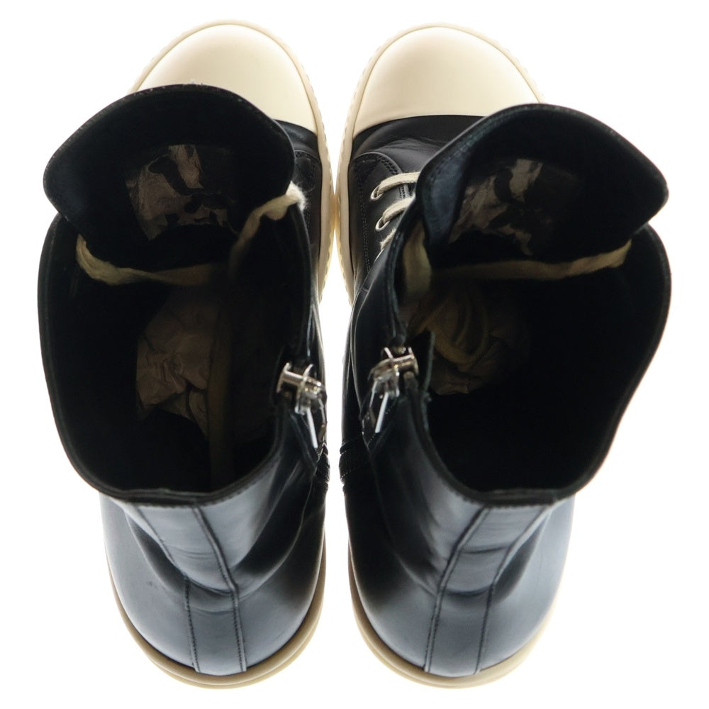 Rick Owens(リックオウエンス) RAMONES ラモーンズ サイドジップ ハイカットスニーカー ブラック/ホワイト RU01C4890LPO