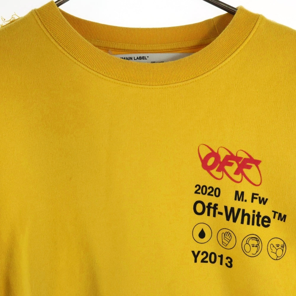 OFF-WHITE(オフホワイト) 19AW INDUSTRIAL SWEATSHIRT ロゴプリント クルーネック 長袖スウェット トレーナー イエロー OMBA037F19E30016