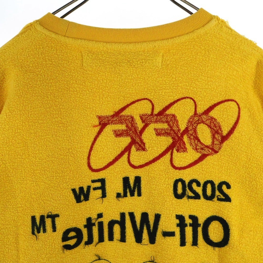 OFF-WHITE(オフホワイト) 19AW INDUSTRIAL SWEATSHIRT ロゴプリント クルーネック 長袖スウェット トレーナー イエロー OMBA037F19E30016