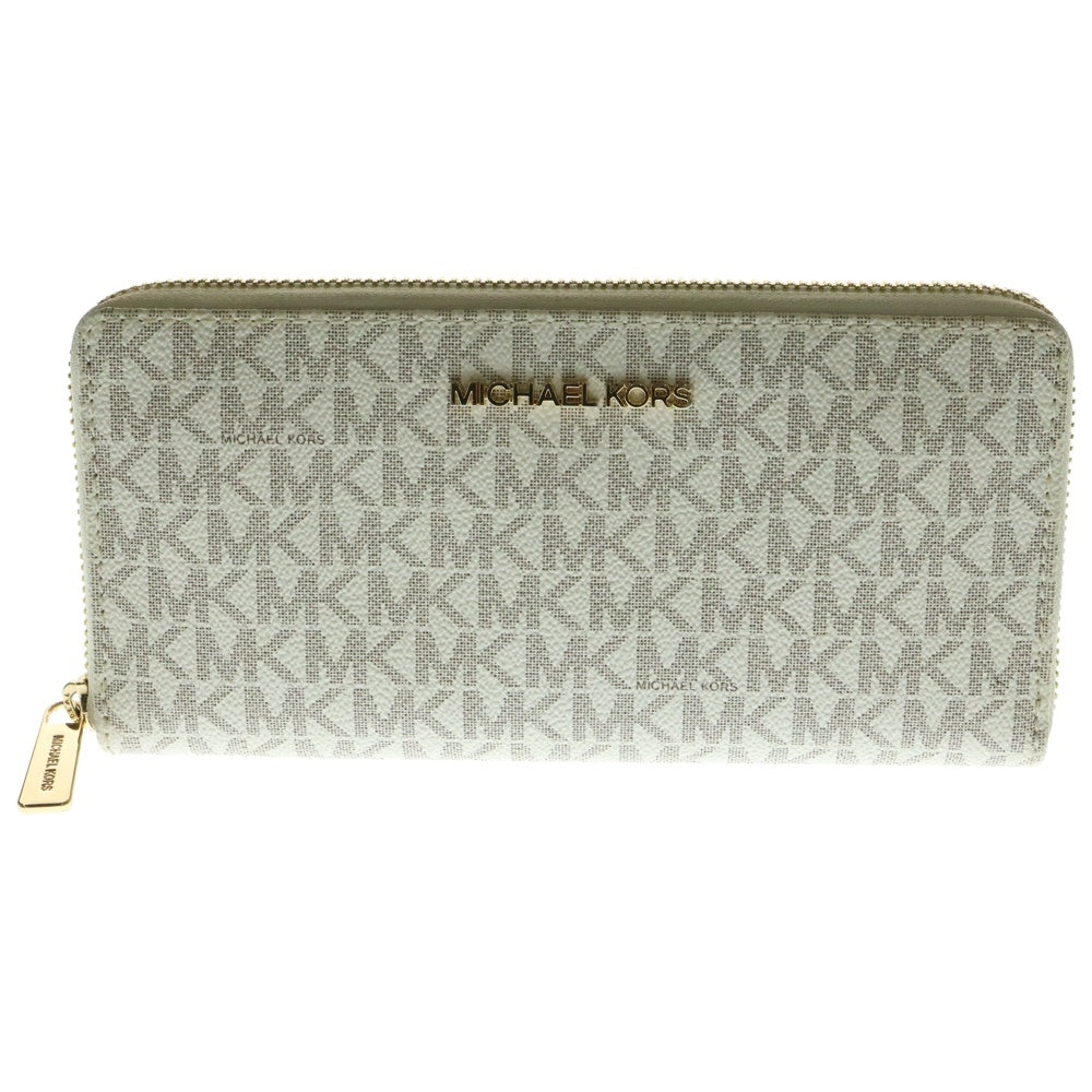 MICHAEL KORS(マイケルコース) ラウンドジップロングウォレット 長財布 35F8GTVE9B ホワイト/ゴールド
