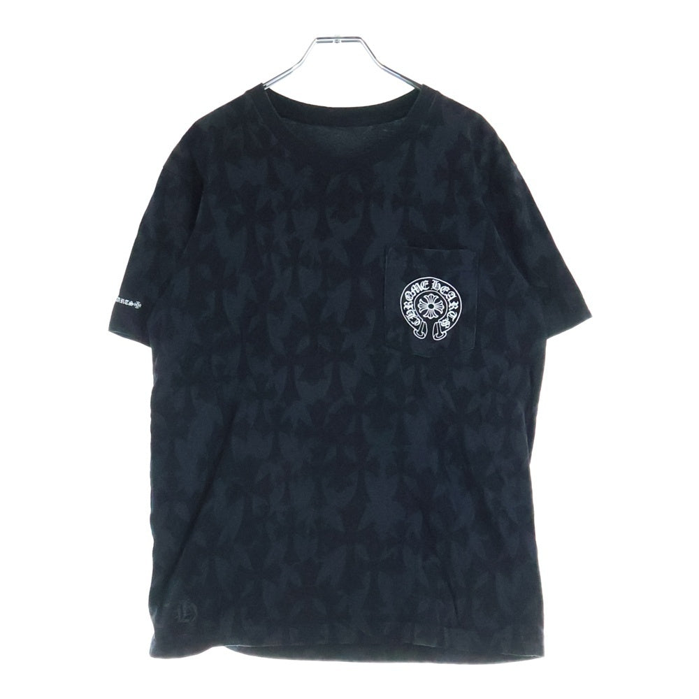 CHROME HEARTS(クロムハーツ) Graveyard Cemetery Cross Tee グレイブヤードセメタリークロス スクロールラベルプリント 半袖Tシャツ カットソー ブラック