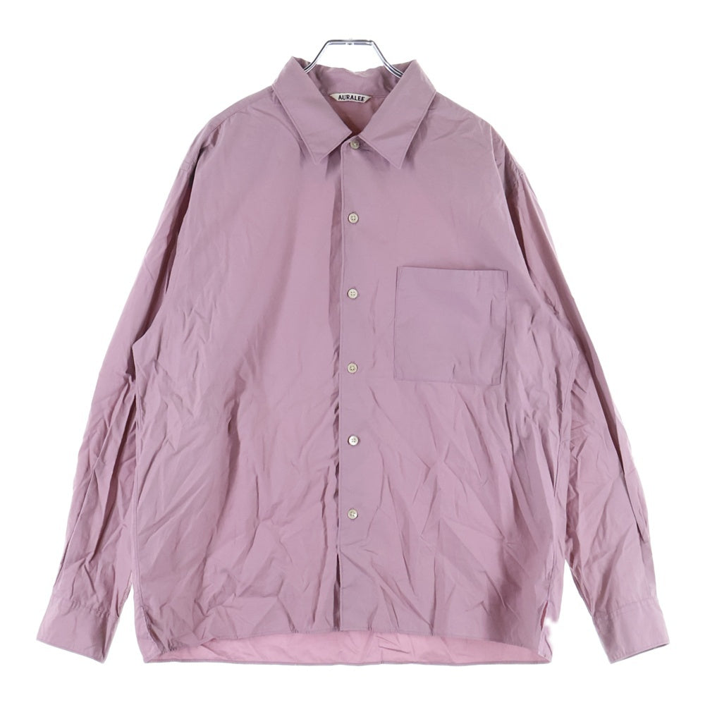 AURALEE(オーラリー) WASHED FINX TWILL BOX SHIRTS ウォッシュ加工 ファインツイル 長袖シャツ ロングスリーブ ピンク A00S01TN