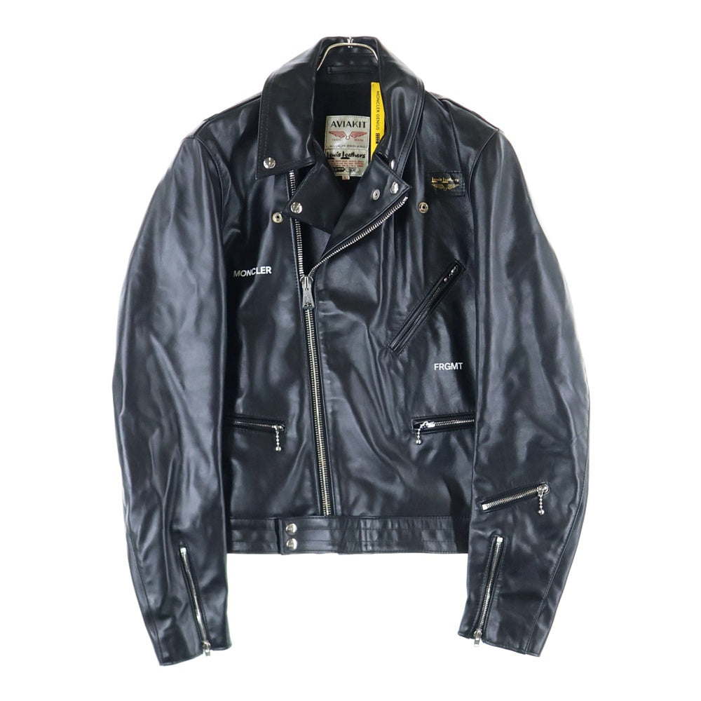 MONCLER(モンクレール) 21AW × FRAGMENT × Lewis Leathers G209U1A00022 フラグメント ルイスレザー サイクロン ホースハイド ダブルライダースジャケット ブラック