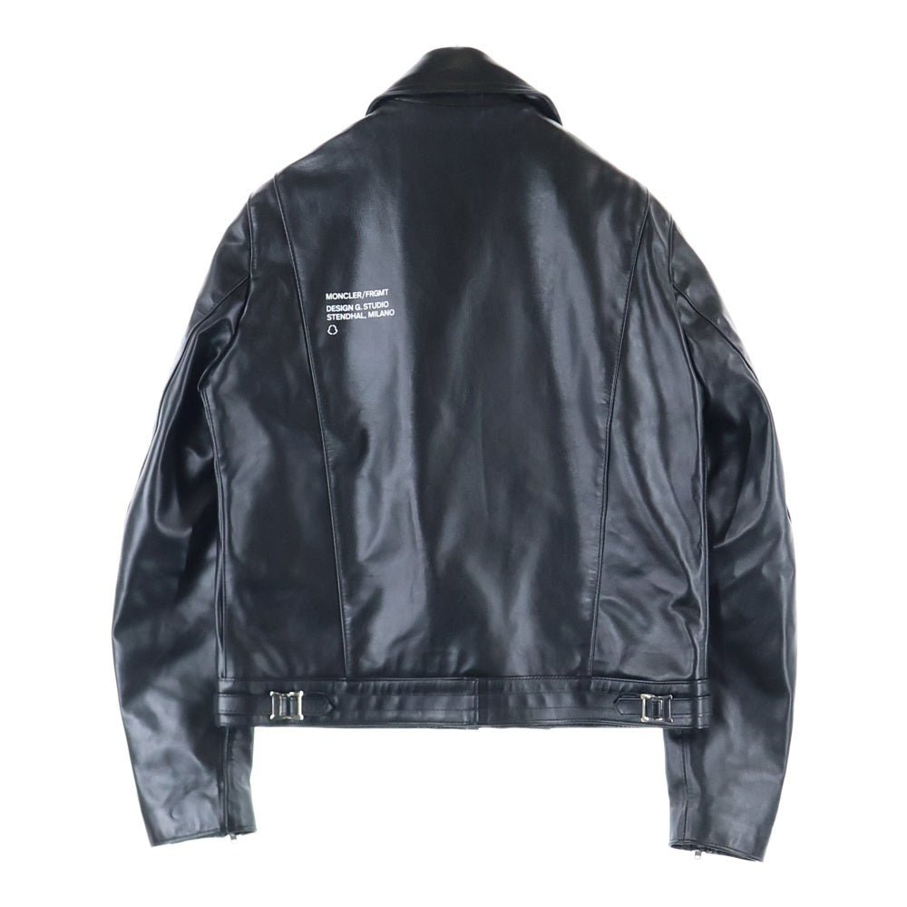 MONCLER(モンクレール) 21AW × FRAGMENT × Lewis Leathers G209U1A00022 フラグメント ルイスレザー サイクロン ホースハイド ダブルライダースジャケット ブラック