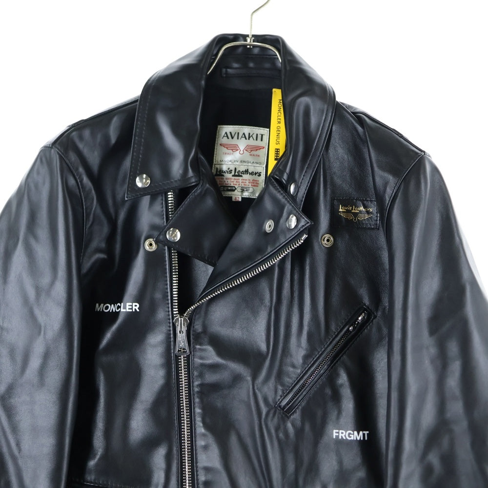 MONCLER(モンクレール) 21AW × FRAGMENT × Lewis Leathers G209U1A00022 フラグメント ルイスレザー サイクロン ホースハイド ダブルライダースジャケット ブラック