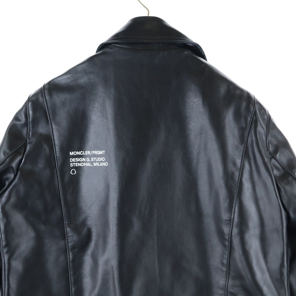 MONCLER(モンクレール) 21AW × FRAGMENT × Lewis Leathers G209U1A00022 フラグメント ルイスレザー サイクロン ホースハイド ダブルライダースジャケット ブラック
